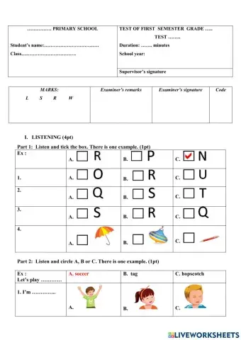 Smart start grade 2 term 1 test