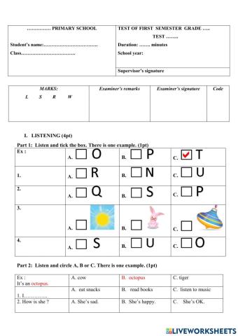 Test 3 term 1 smart start grade 2