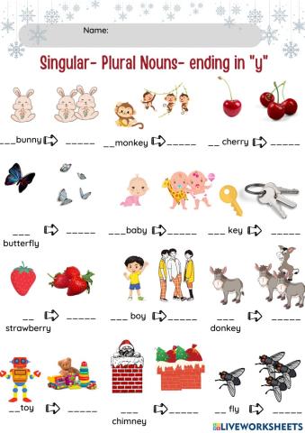 Singular -plural nouns- ending in y