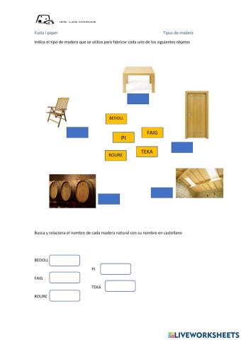 Cuestionario Tipos de madera