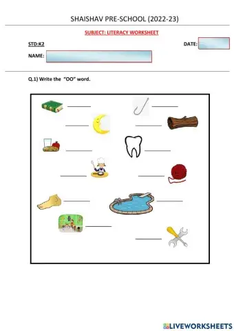 Literacy worksheet