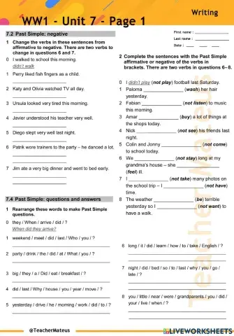 WW1 - Unit 7 - Page 1