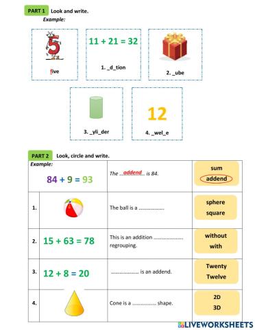 Review Math English Grade 2