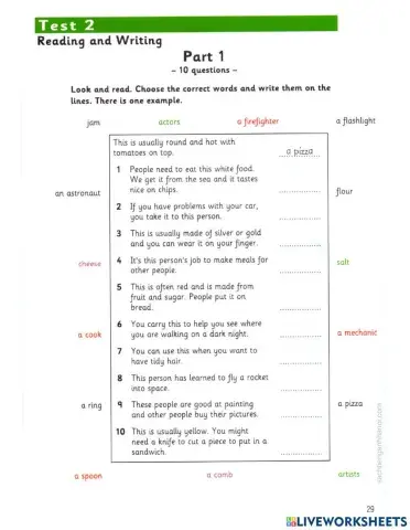 Flyers 1 reading test 2