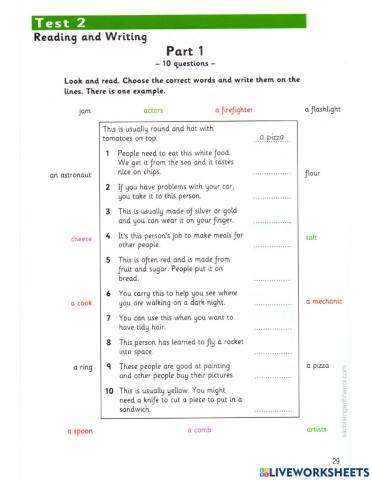 Flyers 1 reading test 2