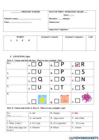 Smart start grade 2 TERM 1 test 4