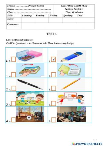 TEST TERM 1 - Grade 3 No4