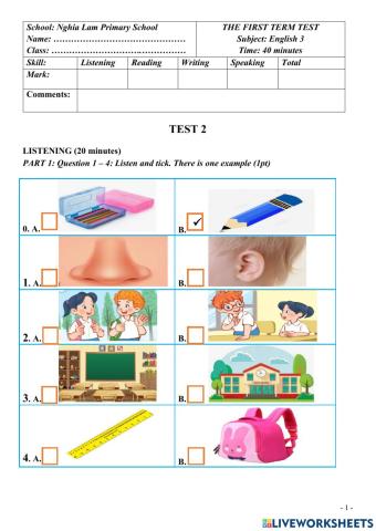 TEST TERM - Grade 3 No2