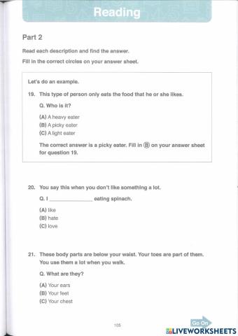 Toefl Primary 1 Book 3 Practice Test READING