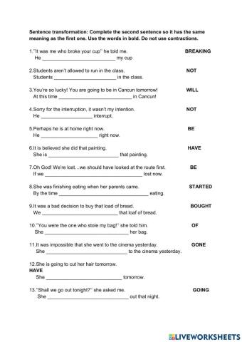 Sentence transformation B2