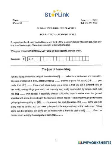 S8-Winter Break-FCE Practice