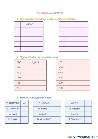 Kalender ja kupäevad