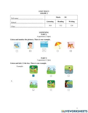 Smart start 2 unit 5 test