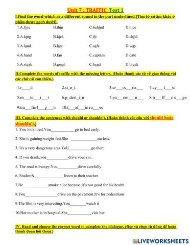 G7-unit 7 traffice test 1