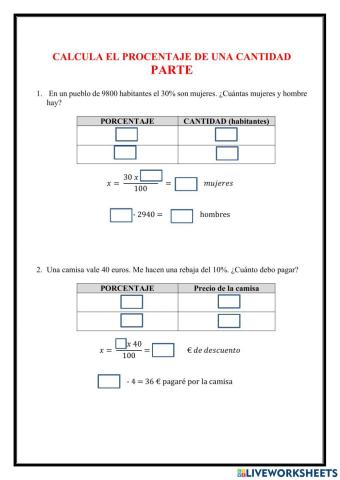 Porcentaje de una cantidad