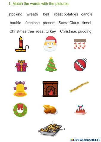 Christmas vocabulary + prepositions of place