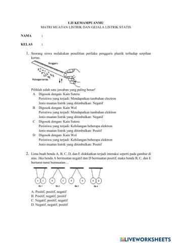 Uji kemampuan Gejala Listrik Statis