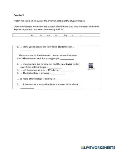 IE2, Unit 3, Speaking, Exercise 9