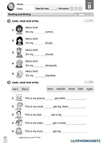 Unit Test Unit 4(cont) - Discovery grade 3
