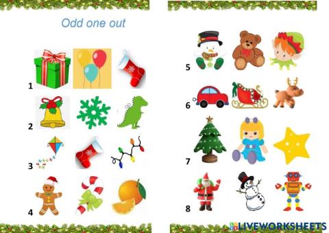 Christmas vocabulary Odd one out