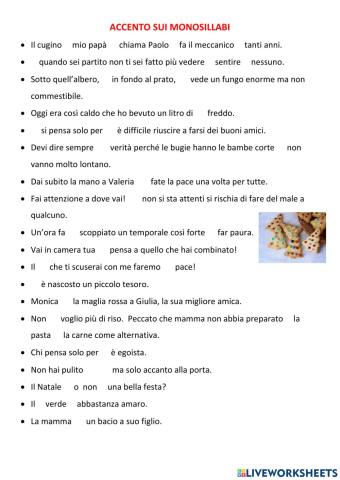 Monosillabi accentati e non accentati