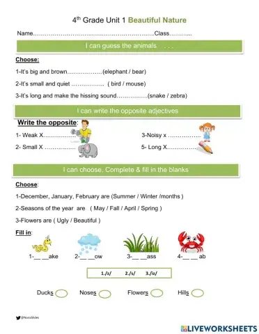 Unit 1 beautiful nature