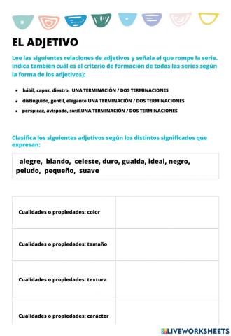 El adjetivo:ejercicios