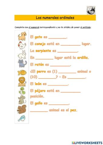 Los numerales ordinales