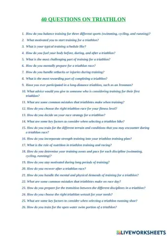 40 questions on triathlon