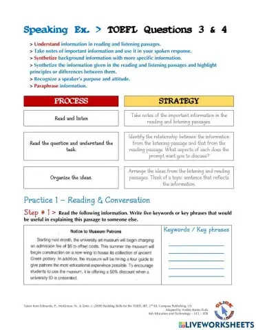 Speaking Ex. - TOEFL (Questions 3-4)