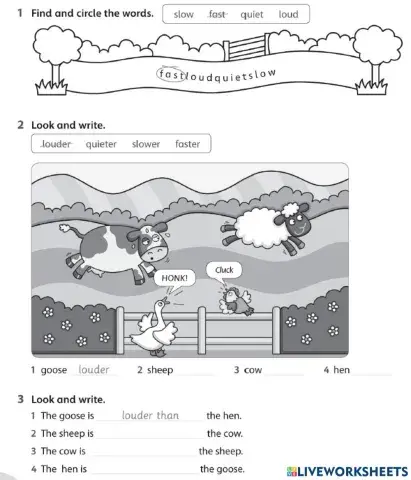Comparative Adjectives Animals on the farm
