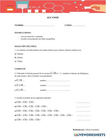 Taller de alcanos ramificados