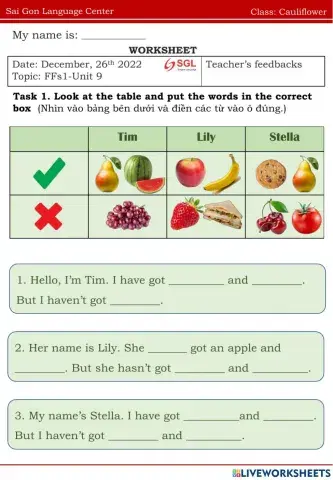 FF1-Unit 9: Lunch time!