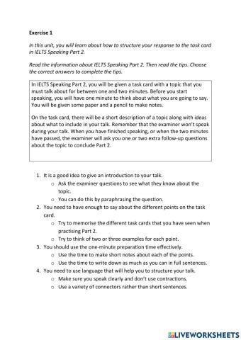 IE3, Unit 3, Speaking, Exercise 1