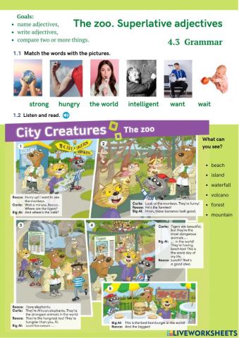 4.3 The zoo. Superlative adjectives. (Go getter 2)