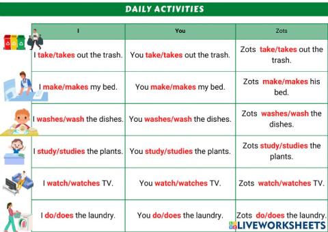 Daily activities- rainbow