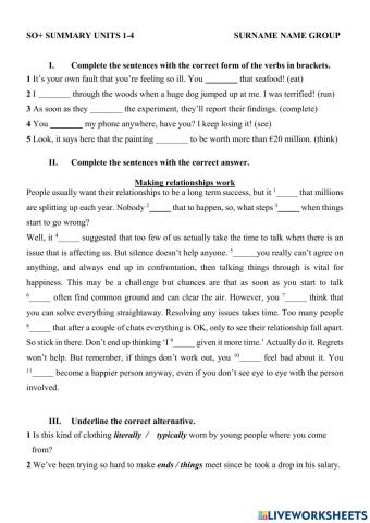 So+ summary units 1-4