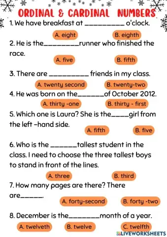 Ordınal & cardinal numbers (1)