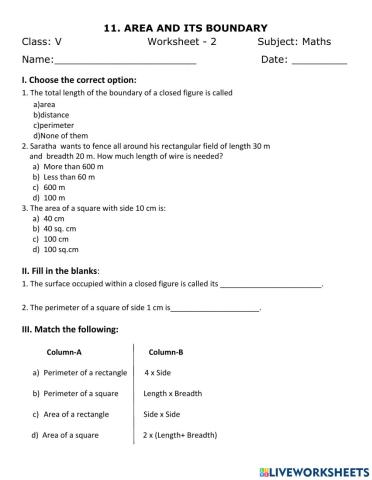 Area and its perimeter