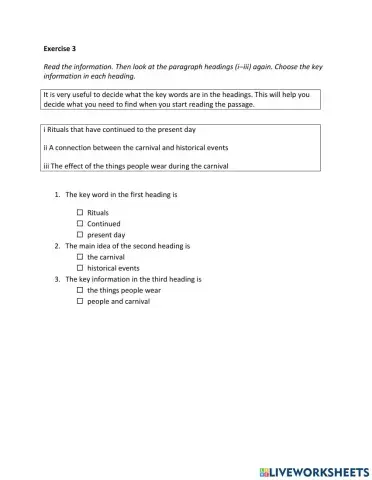 IE2, Unit 4, Reading, Exercise 3