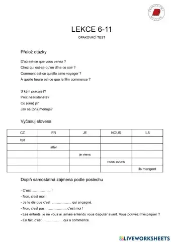 Opakovací test lekce 6-11