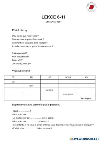Opakovací test lekce 6-11