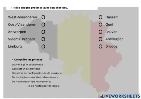 1. Provincies-hoofdplaatsen Vlaanderen