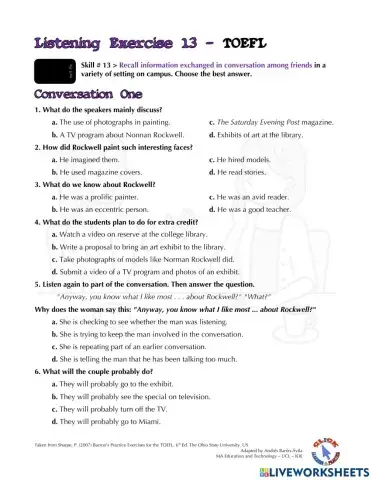 Listening Ex. 13-14: TOEFL