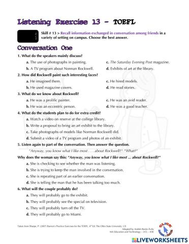 Listening Ex. 13-14: TOEFL