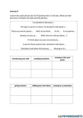 IE3, Unit 3, Speaking, Exercise 9