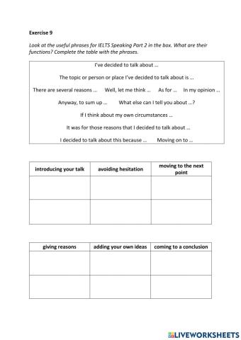 IE3, Unit 3, Speaking, Exercise 9