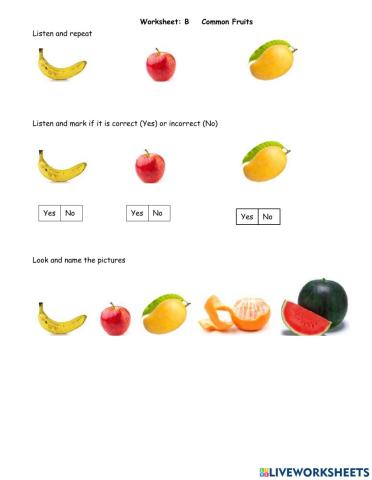 Fruits worksheet B