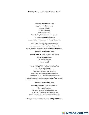 A song to practice WAS and WERE