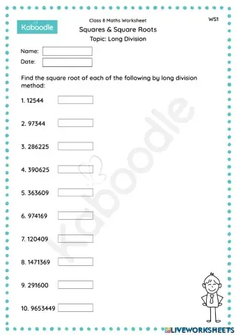 Squares & Square Roots (Long Division)